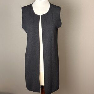 Bamford England 100% Cashmere Long Open Cardigan Vest Gray Sz S